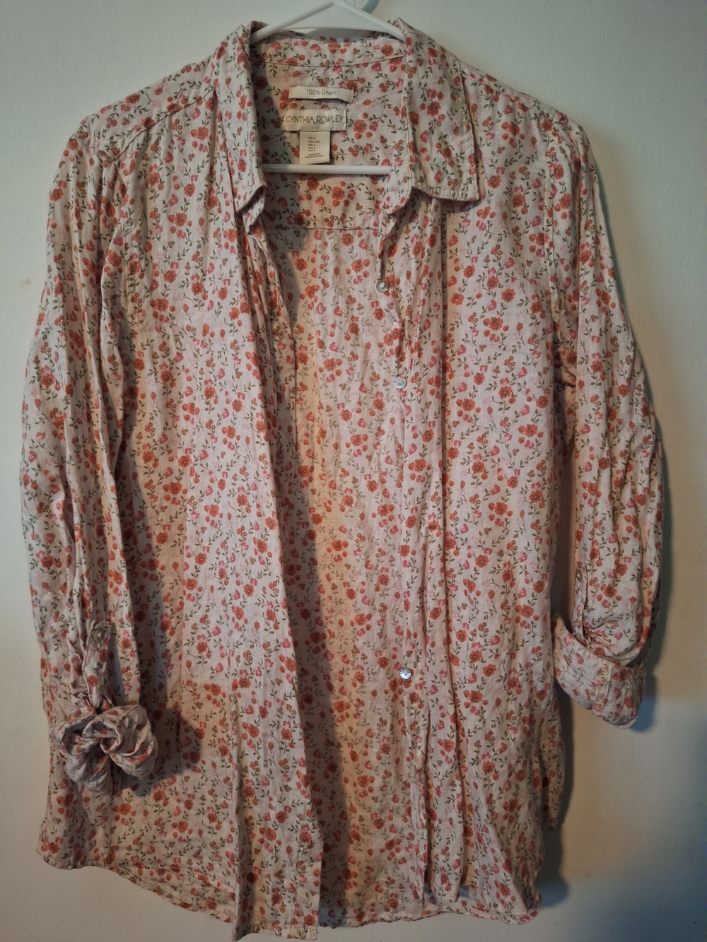 Cynthia Rowley Lightweight Floral Button-Up Shirt in Blush Pink